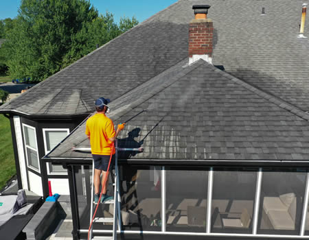 Before and after roof cleaning